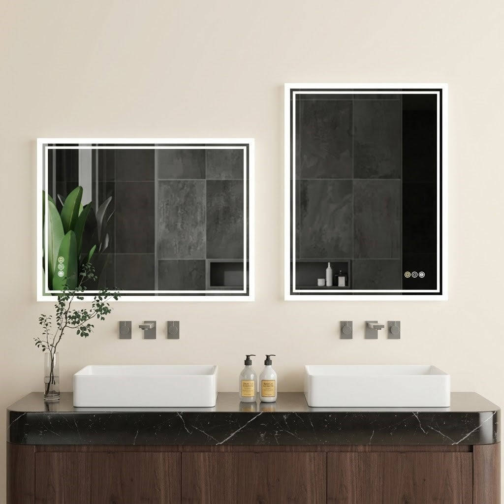 Miroir salle de bain LED anti-buée tactile rétro-éclairé rectangulaire