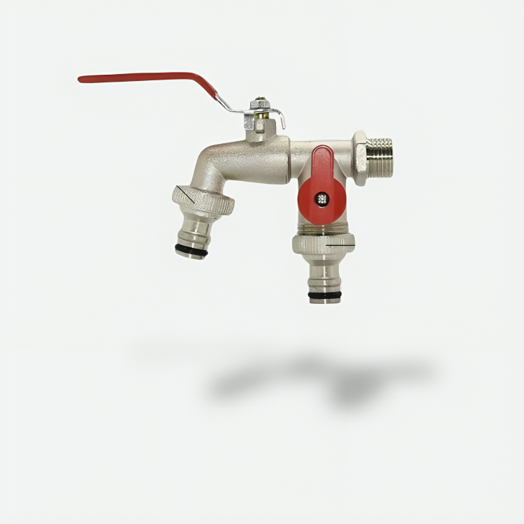 Outdoor frost-proof faucet – Zinc alloy double outlet, withstands -20 °C