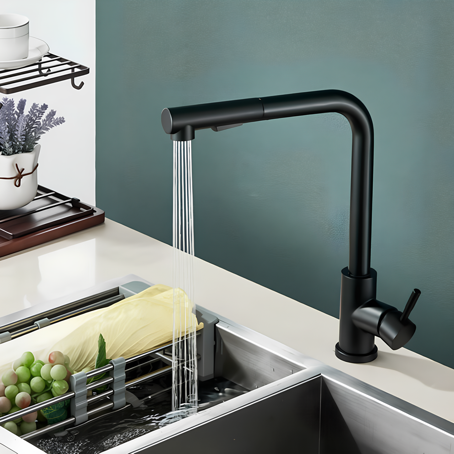 Robinet de cuisine – Bec rétractable avec douchette