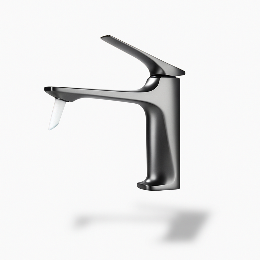 Robinet mitigeur lavabo chromé noir – Design carré moderne