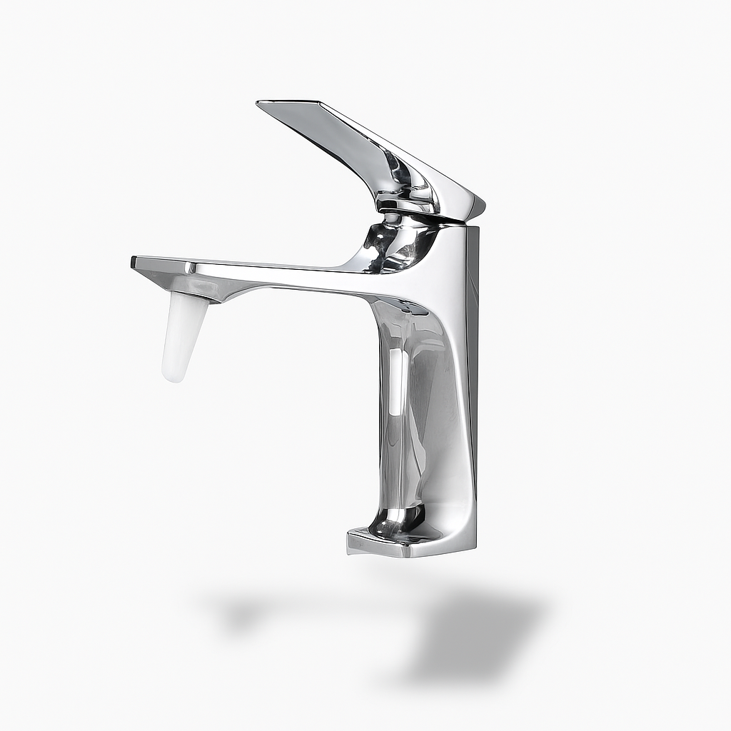 Robinet mitigeur lavabo chromé noir – Design carré moderne