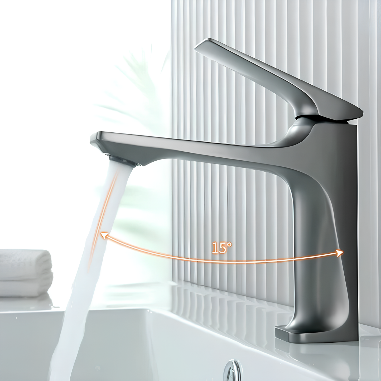 Robinet mitigeur lavabo chromé noir – Design carré moderne