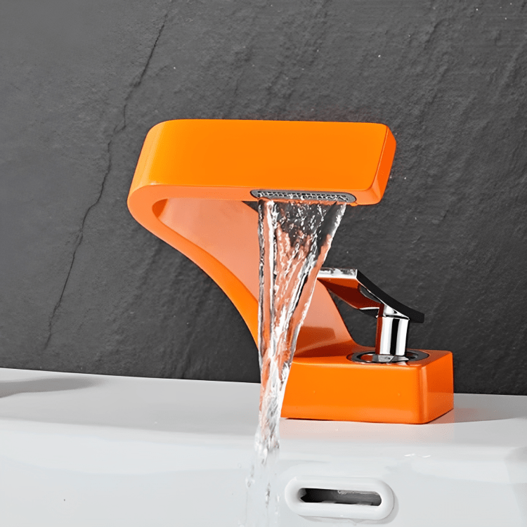 Mitigeur lavabo orange cascade – Robinet moderne