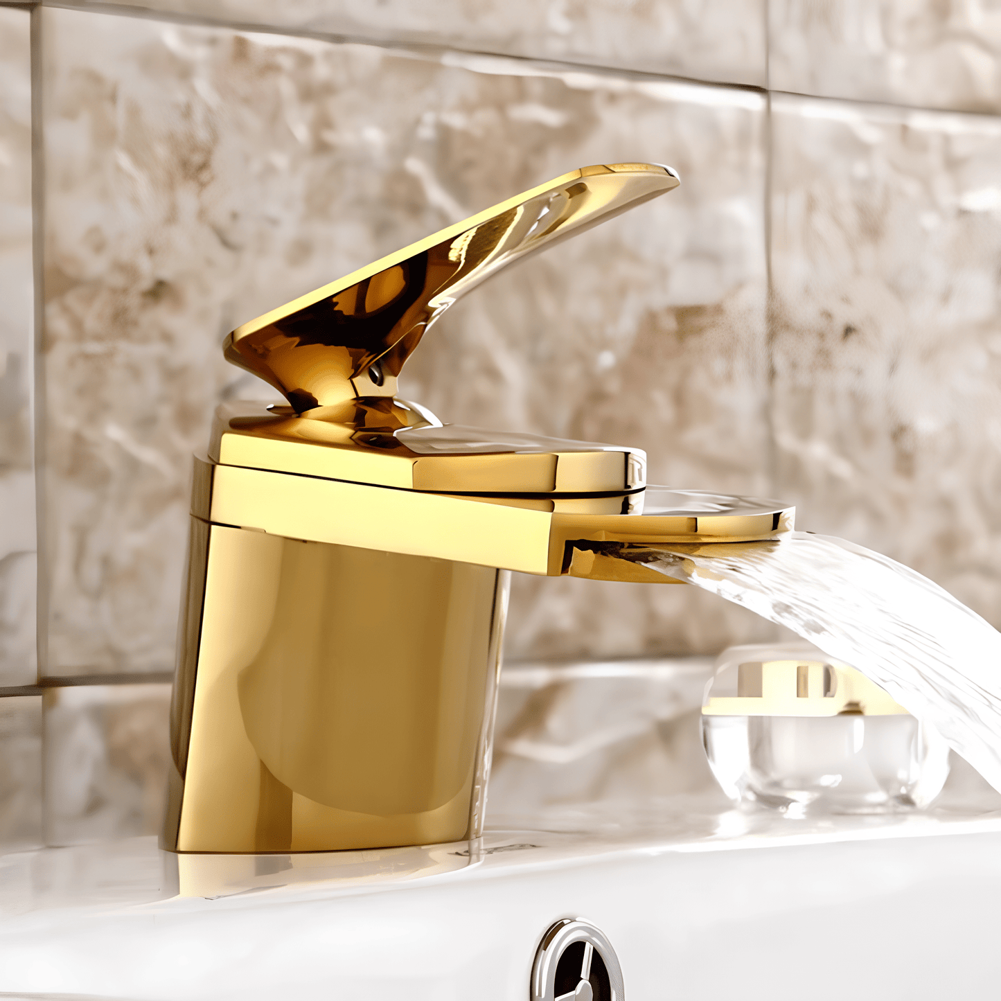 Robinet cascade doré – Robinet de lavabo en laiton poli