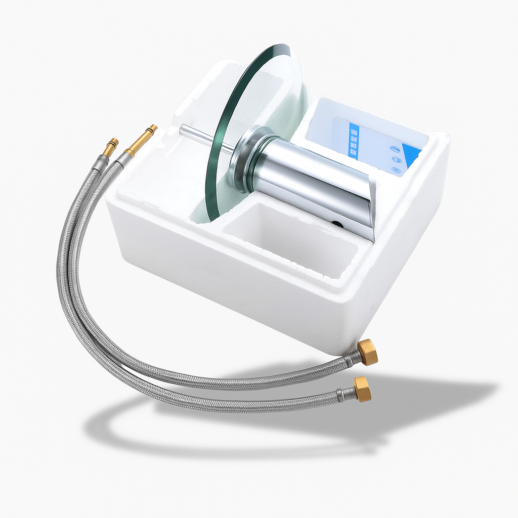 Robinet cascade en verre chromé pour lavabo