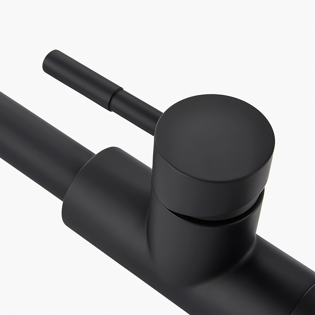 Robinet cuisine doré bec extractible – Laiton brossé