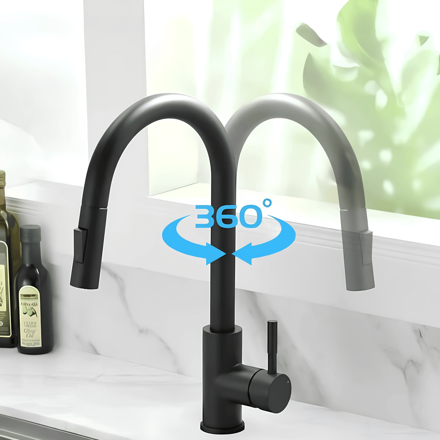 Robinet cuisine doré bec extractible – Laiton brossé