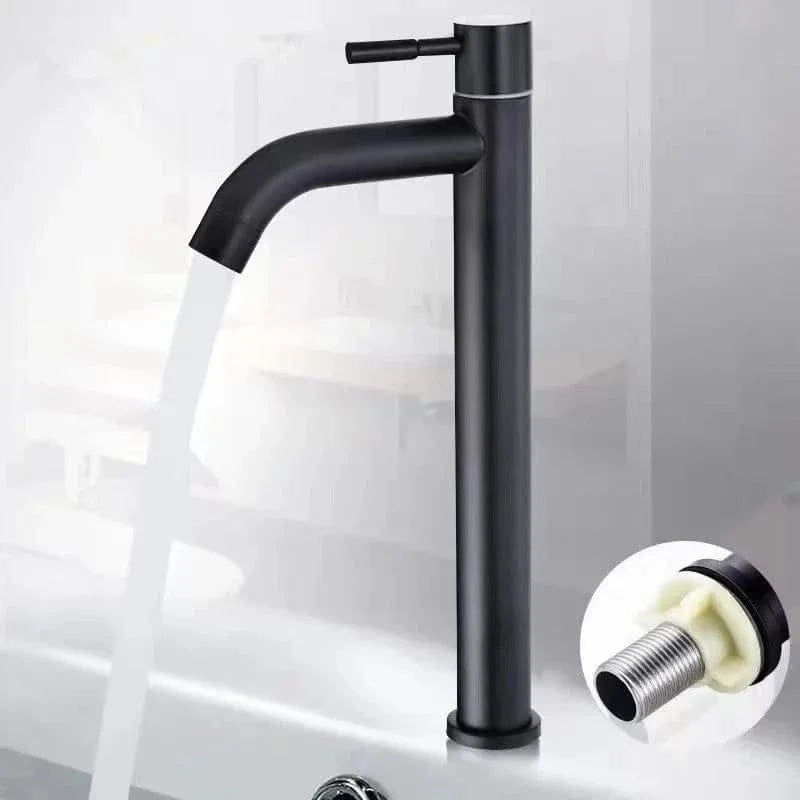 Robinet cuisine noir haut – Inox mat, eau froide