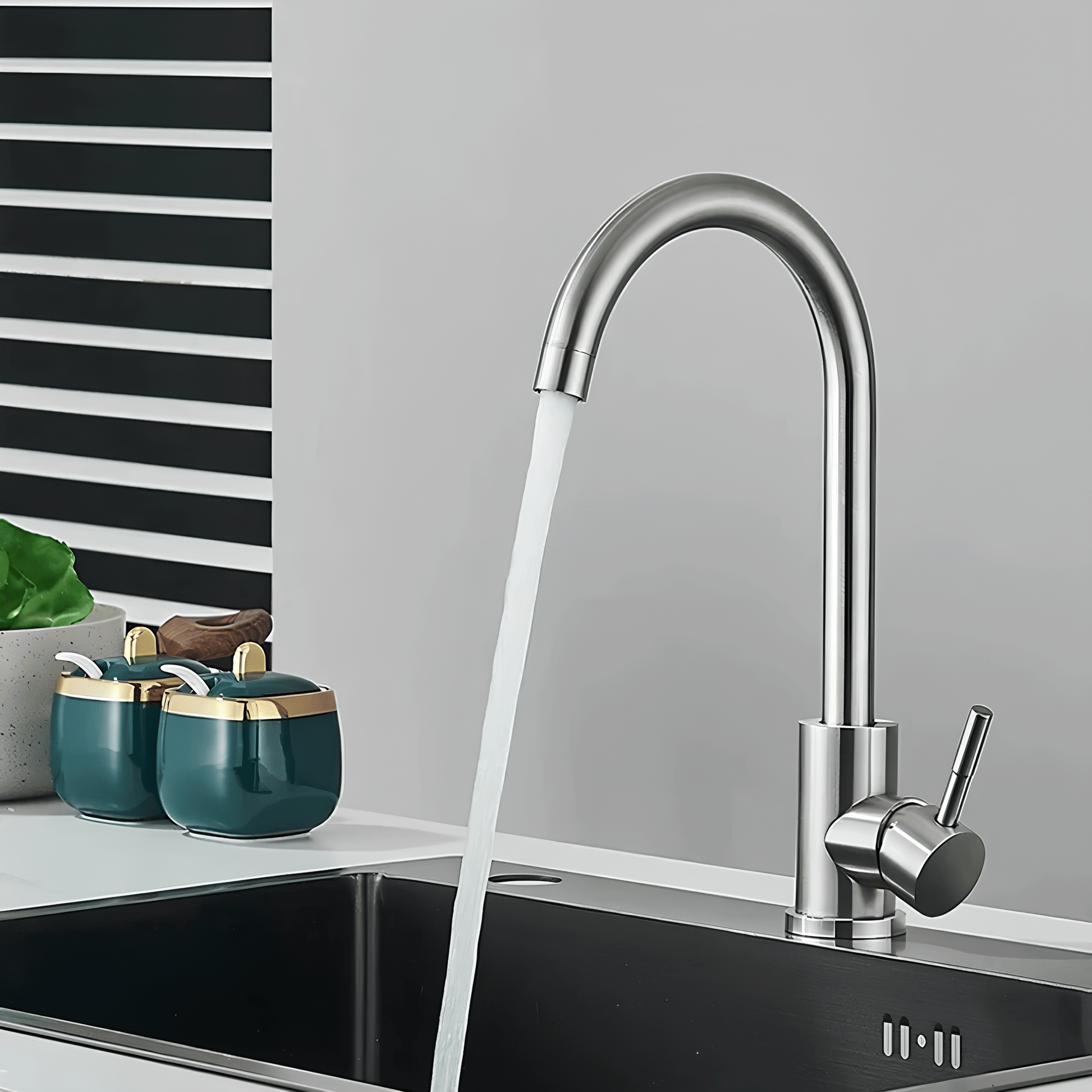 Robinet de cuisine noir mat pivotant 360° – Design moderne