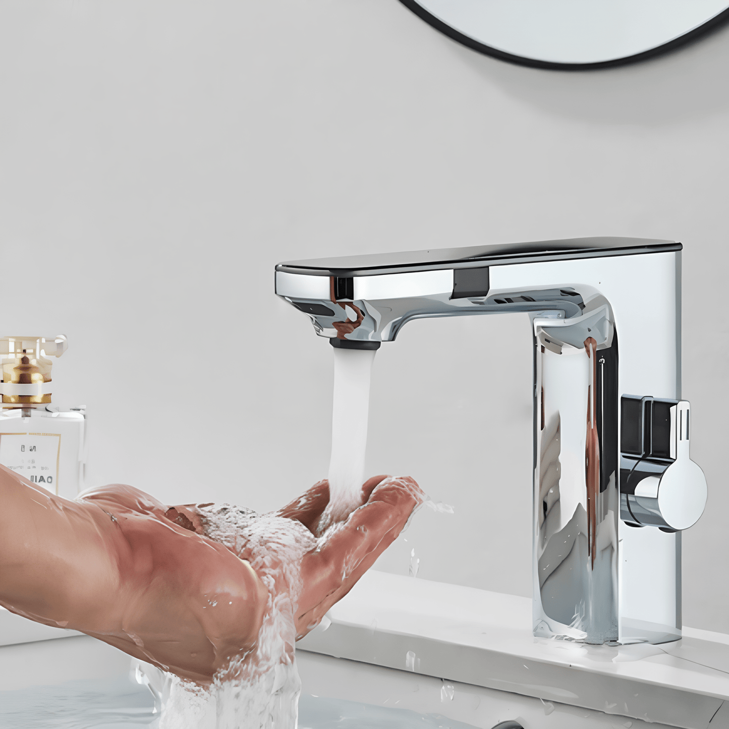 Robinet intelligent salle de bain blanc – Affichage température | Design moderne