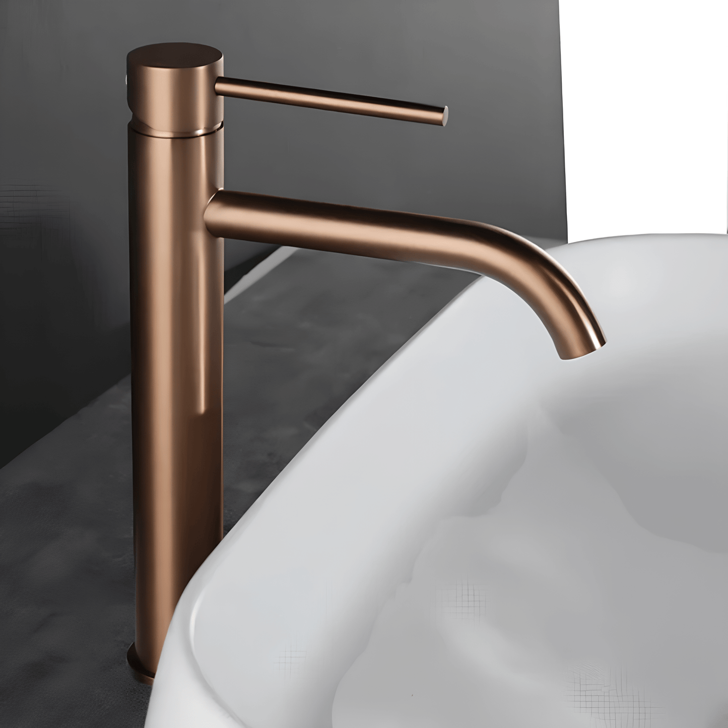 Robinet lavabo or rose brossé – mitigeur haut moderne salle de bain