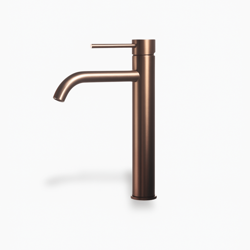 Robinet lavabo or rose brossé – mitigeur haut moderne salle de bain