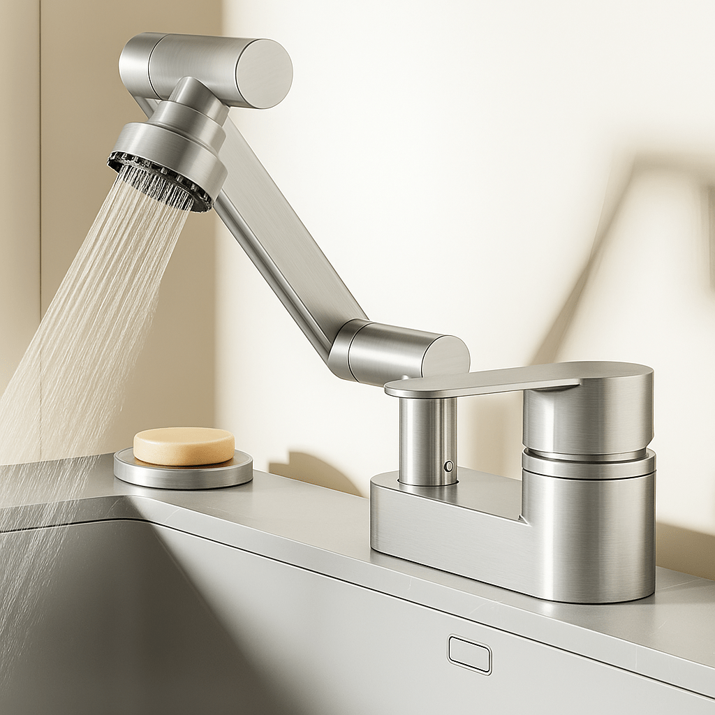 Robinet lavabo rotatif 360° – Double bec pratique pour salle de bain