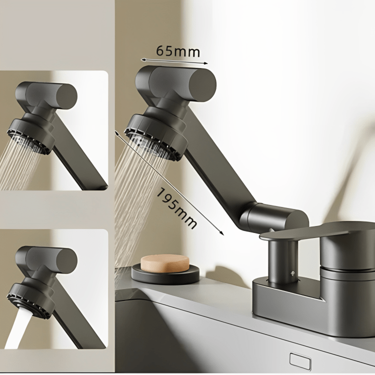 Robinet lavabo rotatif 360° – Double bec pratique pour salle de bain