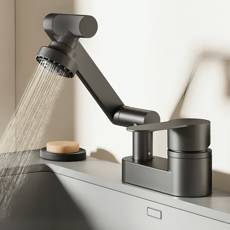 Robinet lavabo rotatif 360° – Double bec pratique pour salle de bain