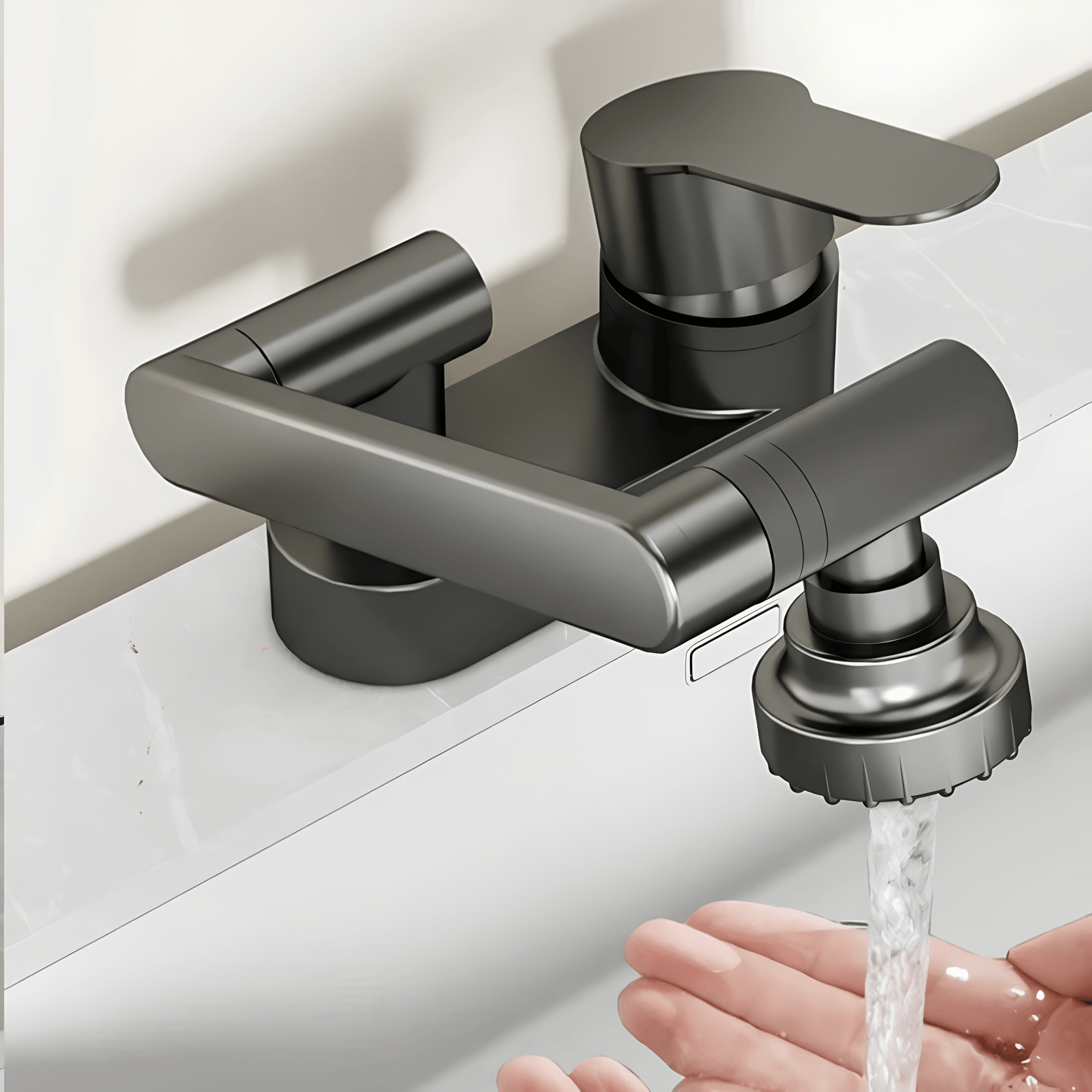Robinet lavabo rotatif 360° – Double bec pratique pour salle de bain