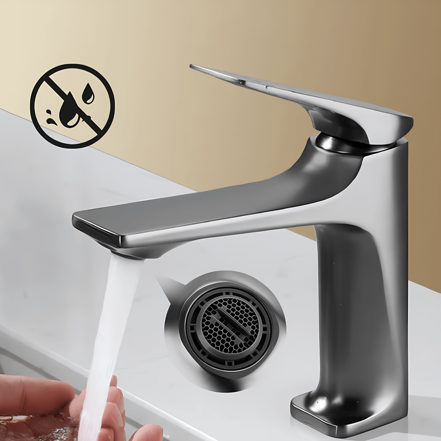 Robinet mitigeur noir lavabo – Design carré moderne