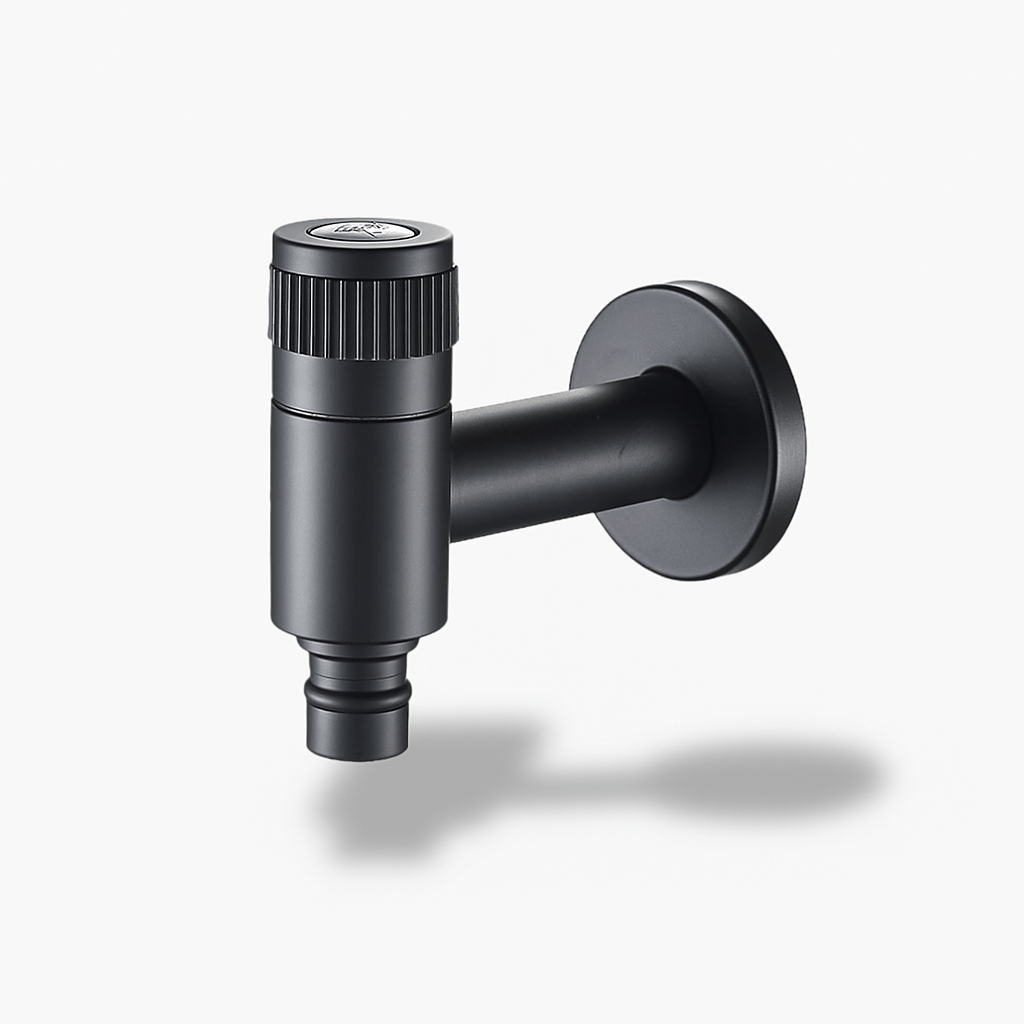 Robinet mural noir inox 304 – Machine à laver ou extérieur