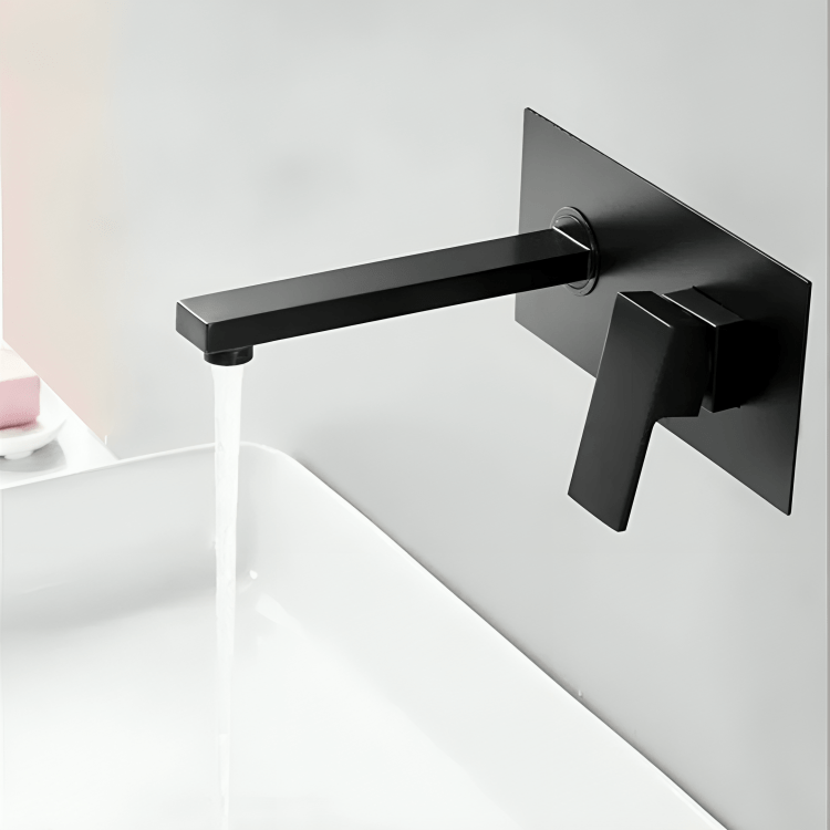 Robinet mural salle de bain – design carré avec poignée unique