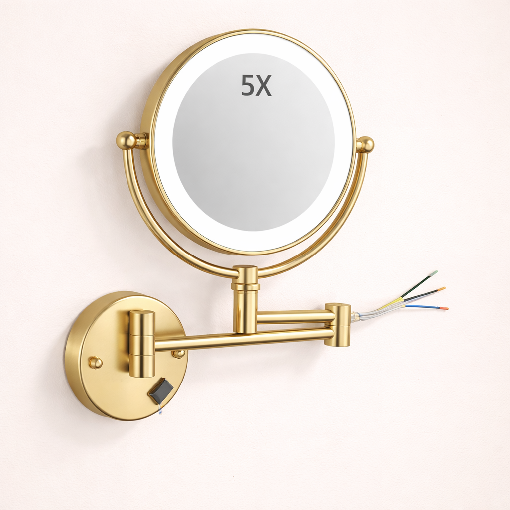 Miroir maquillage mural LED double face extensible