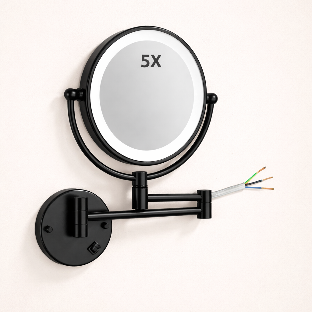 Miroir maquillage mural LED double face extensible