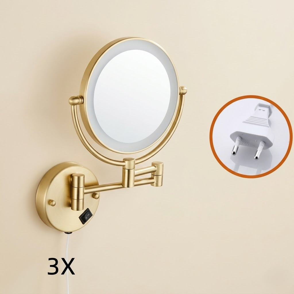 Miroir maquillage mural LED double face extensible