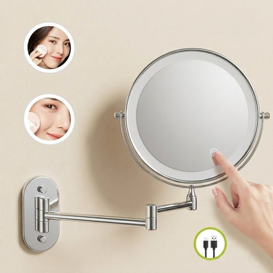 Miroir maquillage lumineux mural LED double face grossissant