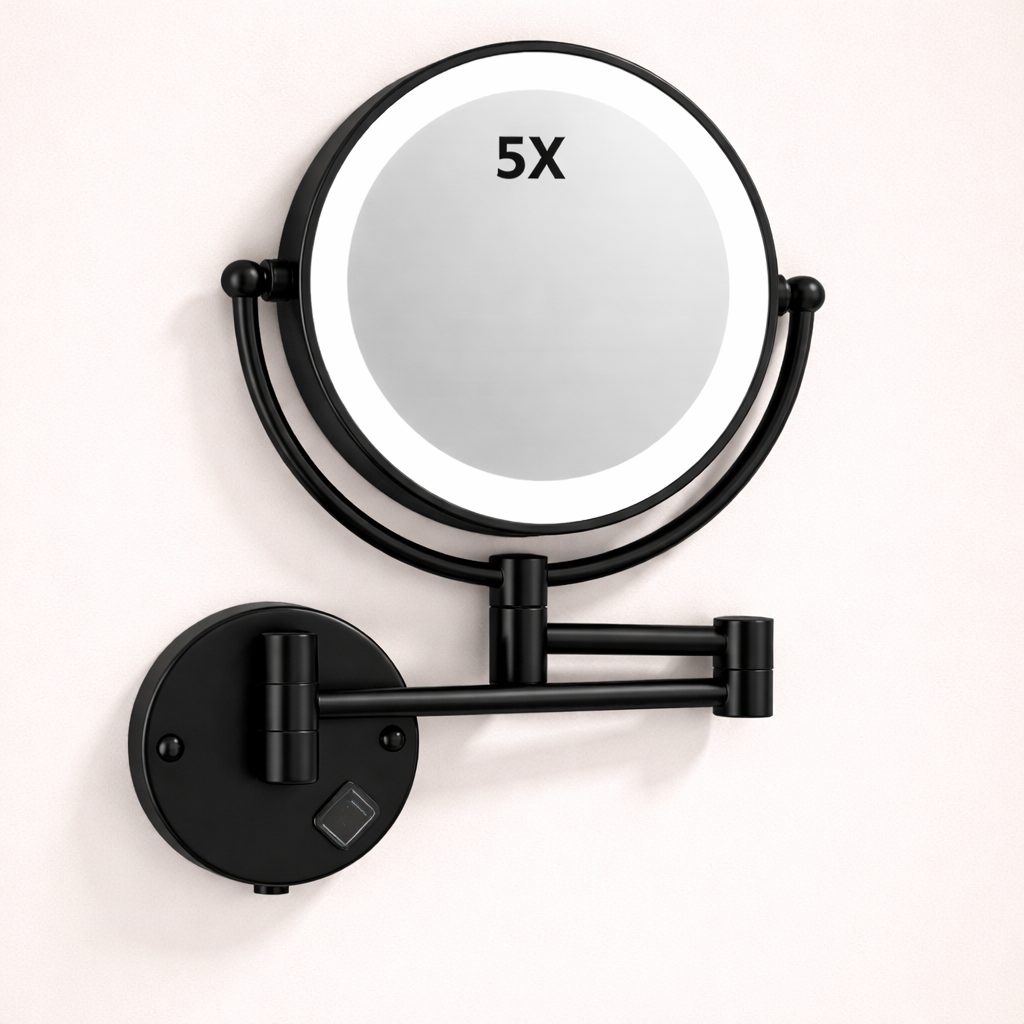 Miroir maquillage mural LED double face extensible