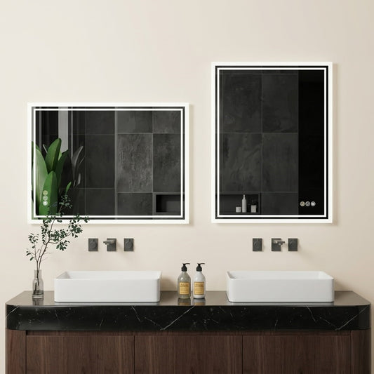 Miroir salle de bain LED anti-buée tactile rétro-éclairé rectangulaire