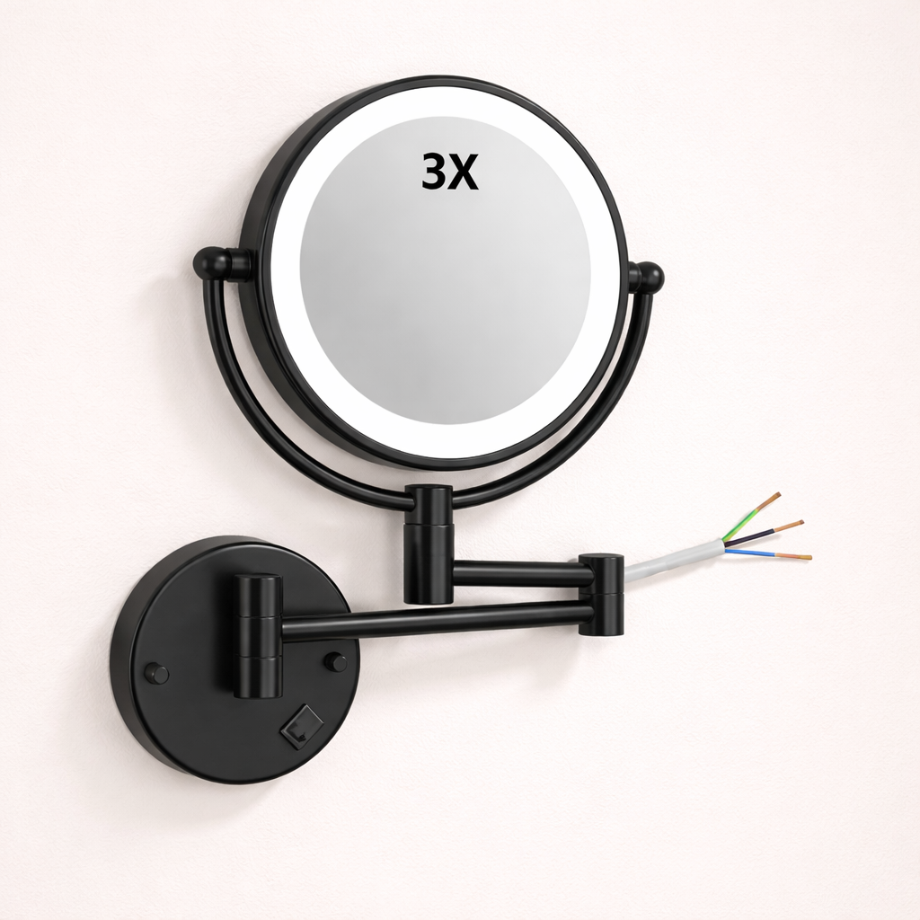 Miroir maquillage mural LED double face extensible