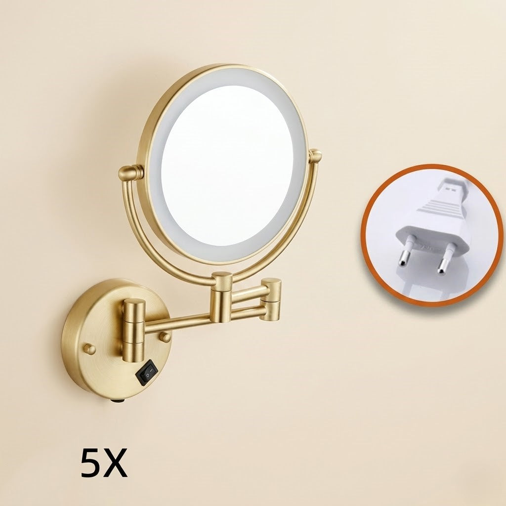 Miroir maquillage mural LED double face extensible