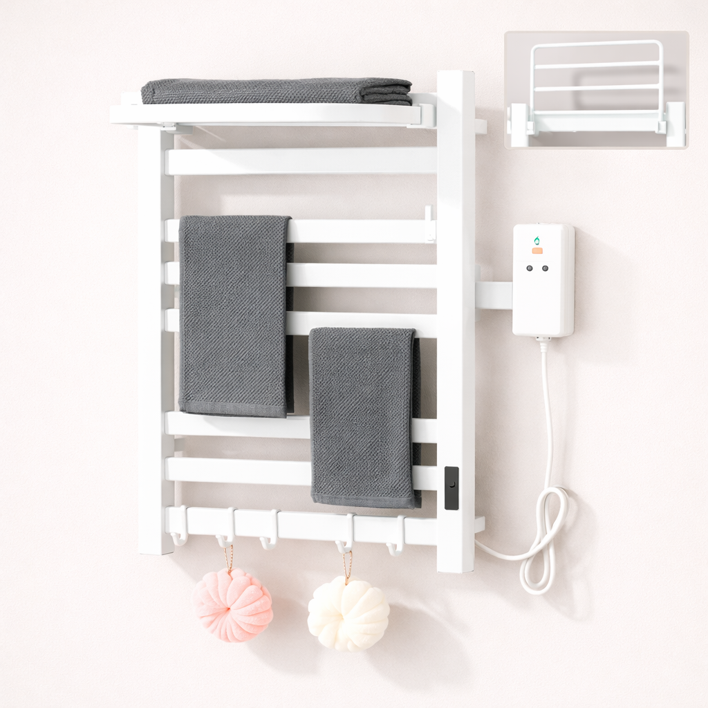 Sèche-serviette Électrique Noir Mat en Acier Inoxydable - Contrôle Tactile & Pliable