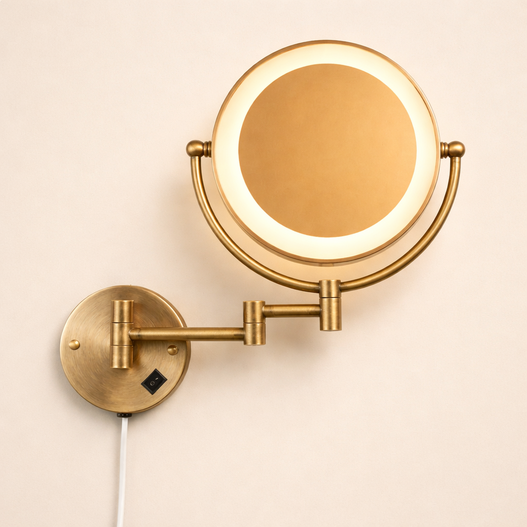 Miroir maquillage mural LED double face extensible