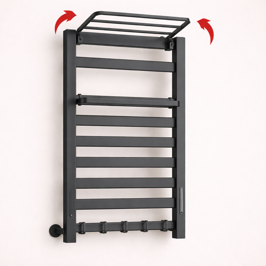 Sèche-serviette Électrique Noir Mat - Thermostat Tactile & Aluminium 304
