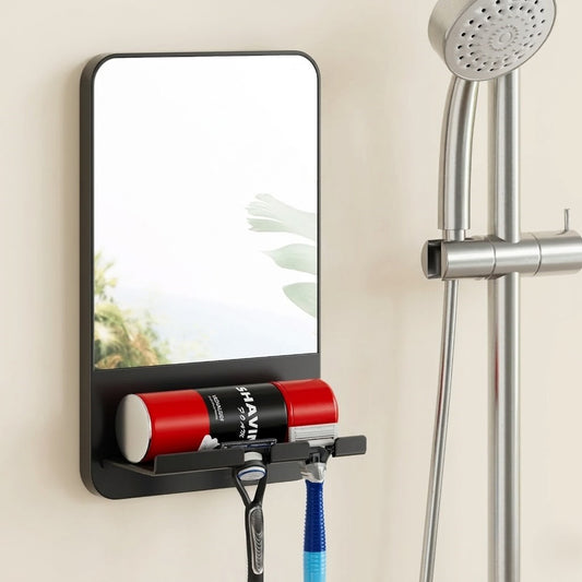 Miroir douche anti buée sans perçage avec support rasoir