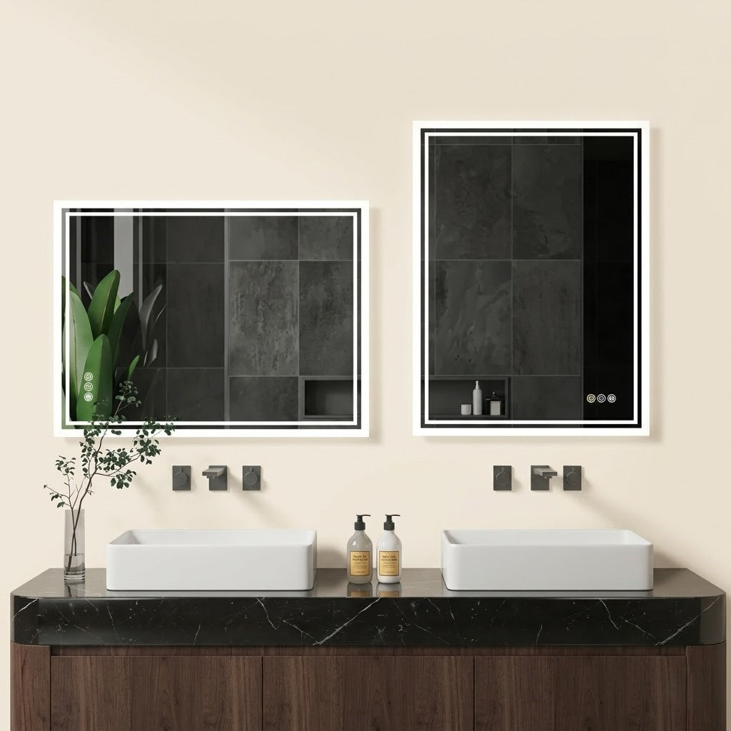 Miroir salle de bain LED anti-buée tactile rétro-éclairé rectangulaire