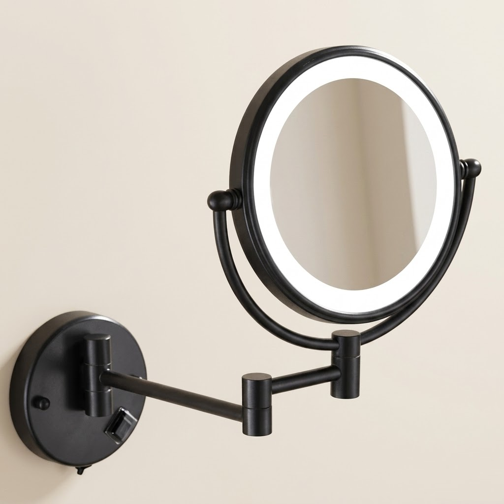 Miroir maquillage mural LED double face extensible