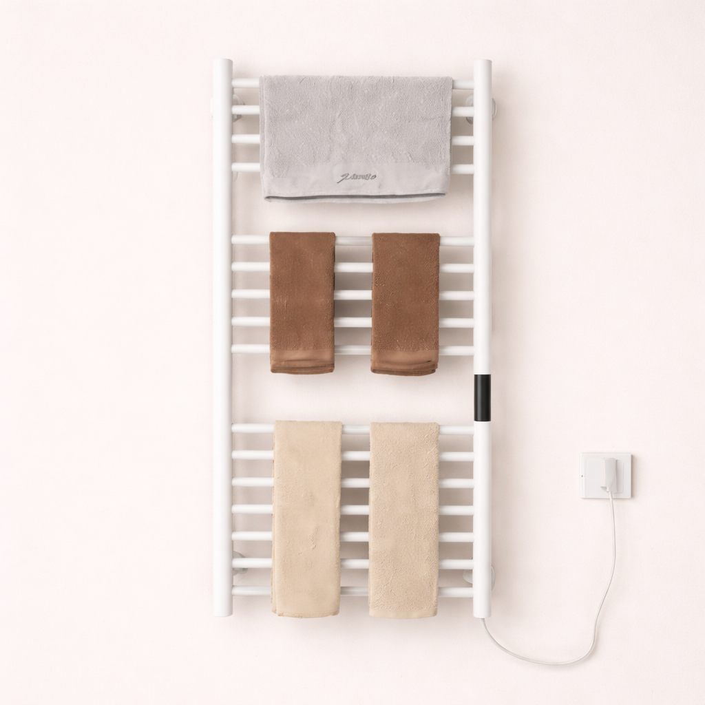 Porte-serviette Électrique Noir en Acier Inox - Thermostat Intelligent & Minuterie