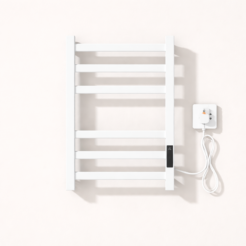 Sèche-serviettes Électrique Noir en Acier Inoxydable - Thermostat Tactile et Affichage Numérique