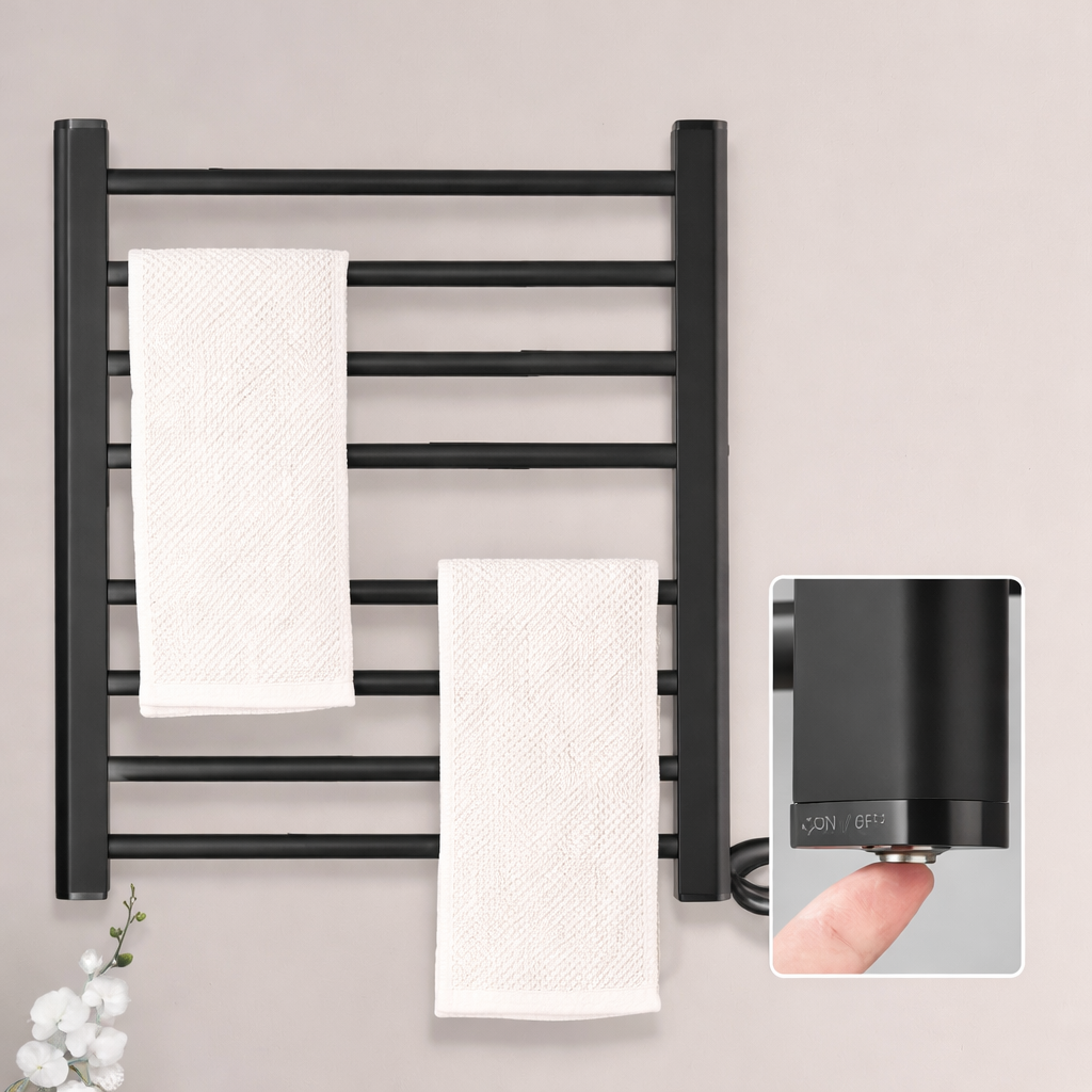 Sèche-serviette Électrique Noir Mat - Thermostat Tactile & Aluminium 304