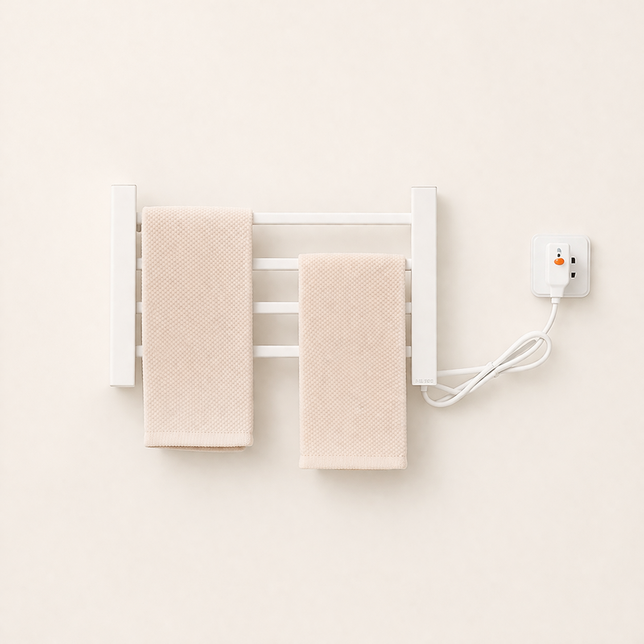 Porte-serviettes Électrique Noir Design - Thermostat Intelligent & Étagère Pliable
