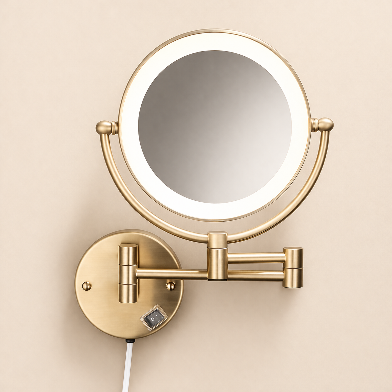 Miroir maquillage mural LED double face extensible