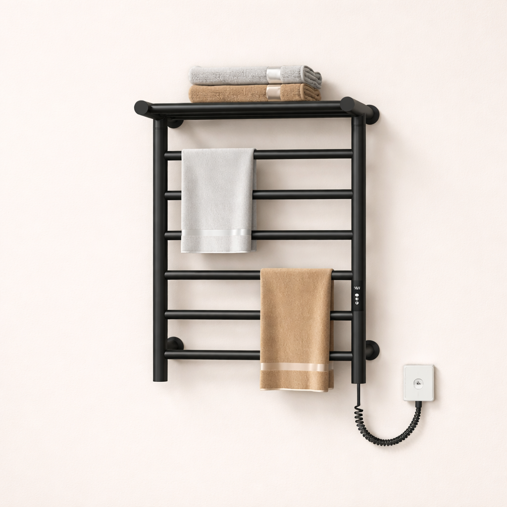 Chauffe-Serviette Électrique Smart Metropolitan T1 - Noir Mat - Inox 304 & Connecté WiFi