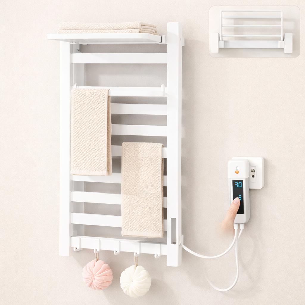 Sèche-serviette Électrique Noir Mat - Thermostat Tactile & Aluminium 304
