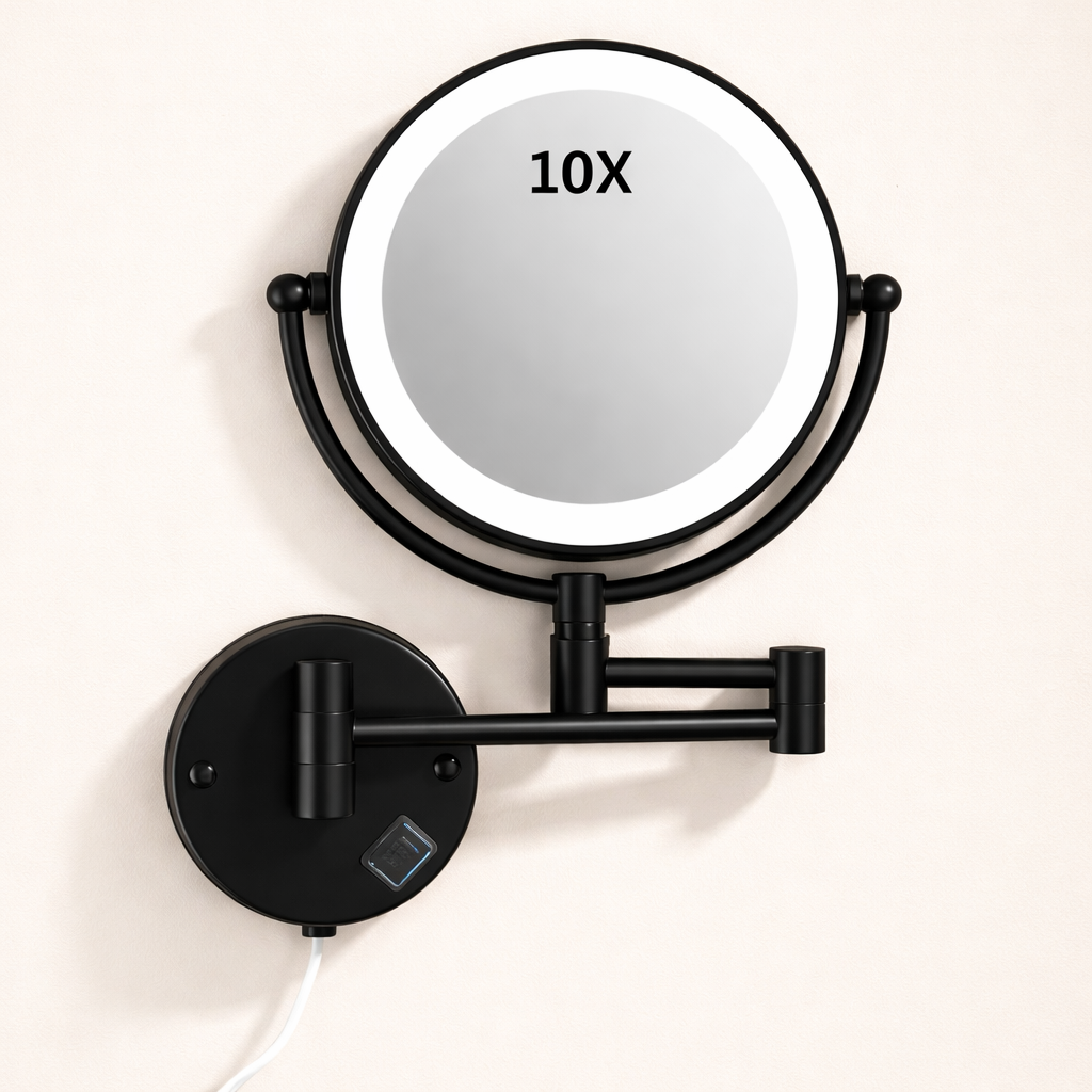 Miroir maquillage mural LED double face extensible