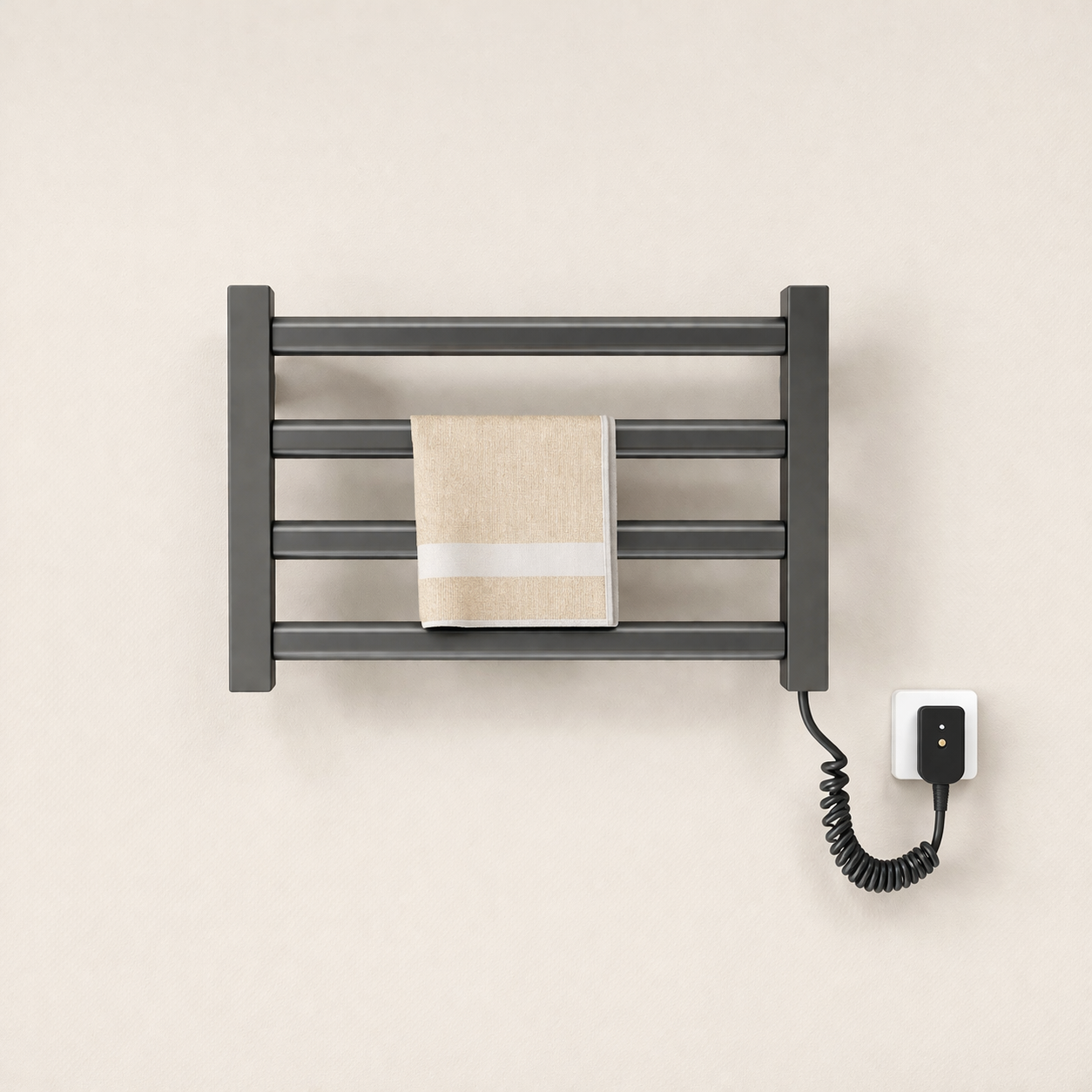 Porte-serviette chauffant électrique en aluminium – Séchage rapide & Installation sans perçage