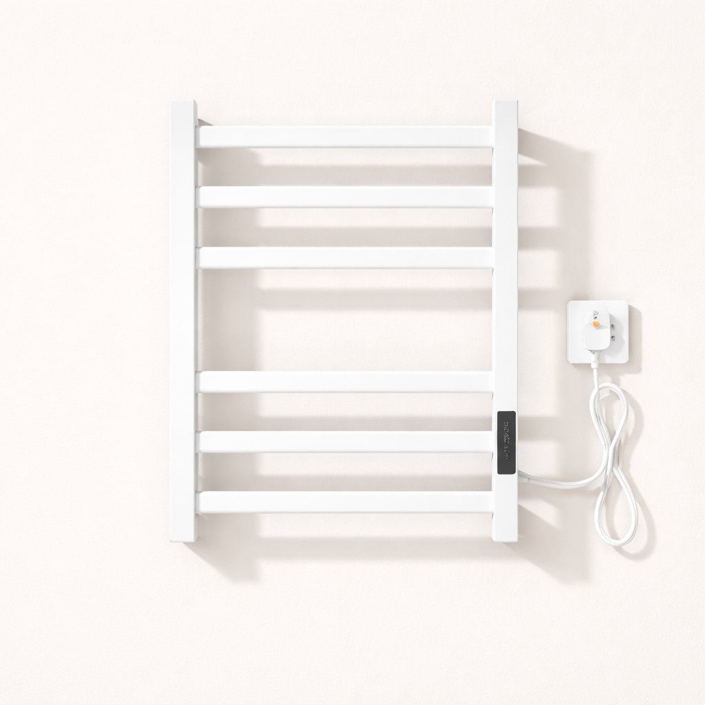 Sèche-serviettes Électrique Noir en Acier Inoxydable - Thermostat Tactile et Affichage Numérique