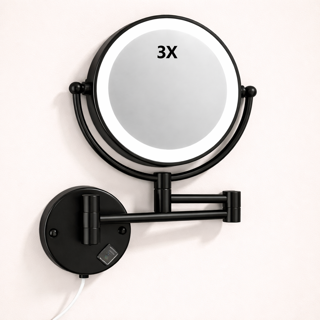 Miroir maquillage mural LED double face extensible