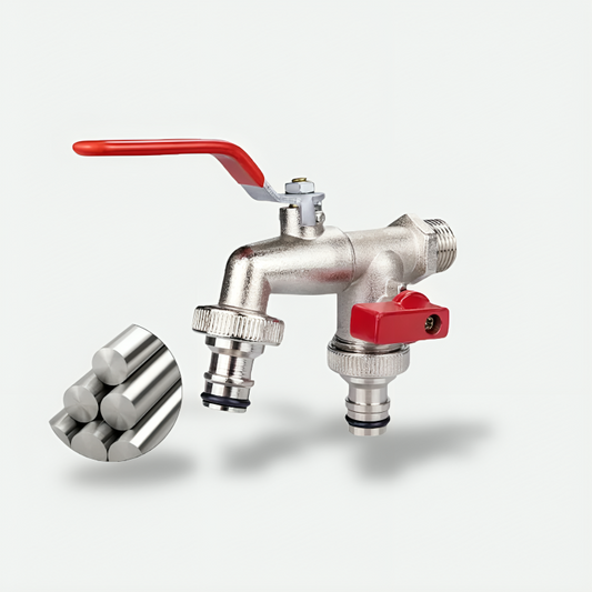 Robinet extérieur antigel – Alliage zinc double sortie, résiste -20 °C