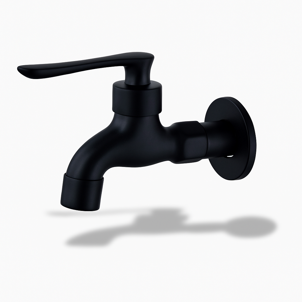 Robinet de jardin mural – Noir mat & cartouche céramique